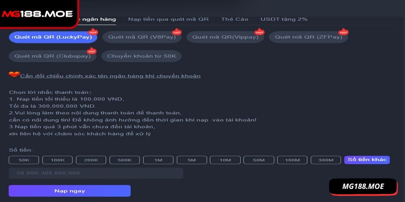 Nạp Tiền MG188 - Hướng Dẫn Cách Thao Tác Đúng Quy Trình 1 Nạp tiền MG188 hỗ trợ nhiều phương thức dễ lựa chọn